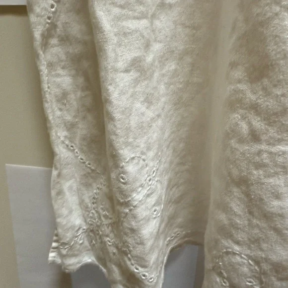 J. Jill White Linen Maxi Skirt Size XL with eyelet detail at bottom - Picture 5 of 5